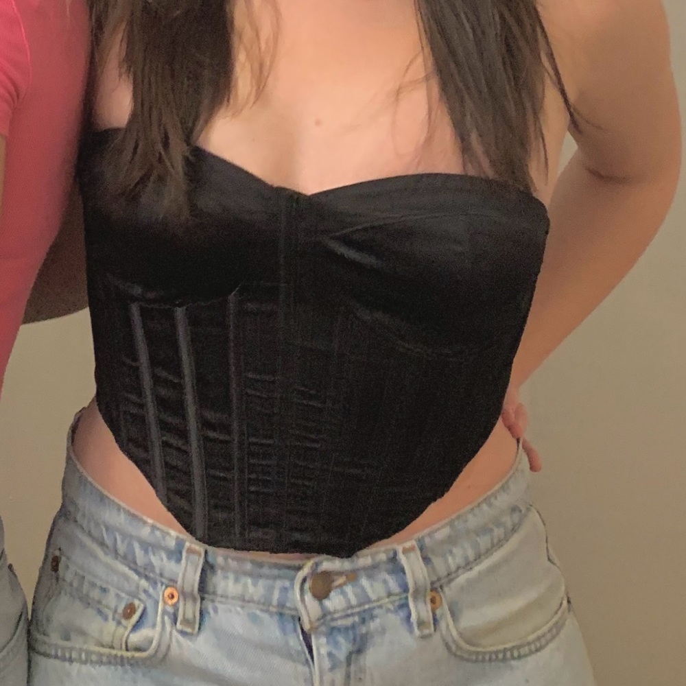 Garage Strapless Satin Bustier Top